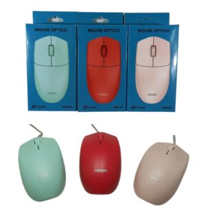 MOUSE C/CABLE NOGA SOLO VERDE-ROJO-ROSA